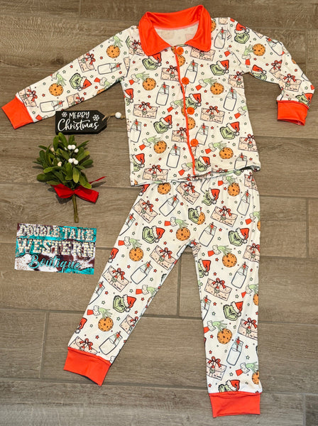 Grinch Milk & Cookies Christmas Pajama Set