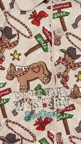 Gingerbread Cowboy Christmas Pajama Set