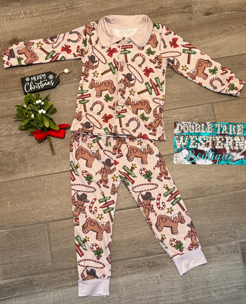 Gingerbread Cowboy Christmas Pajama Set