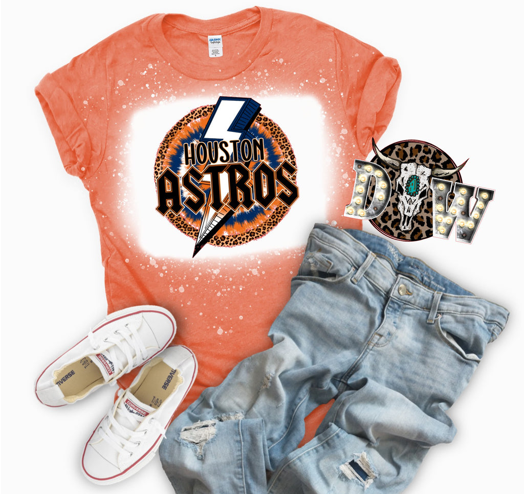 Double Take Western Boutique Houston Astros Baseball Bleached Graphic T-Shirt T-Shirt / Adult S / Graphite Heather