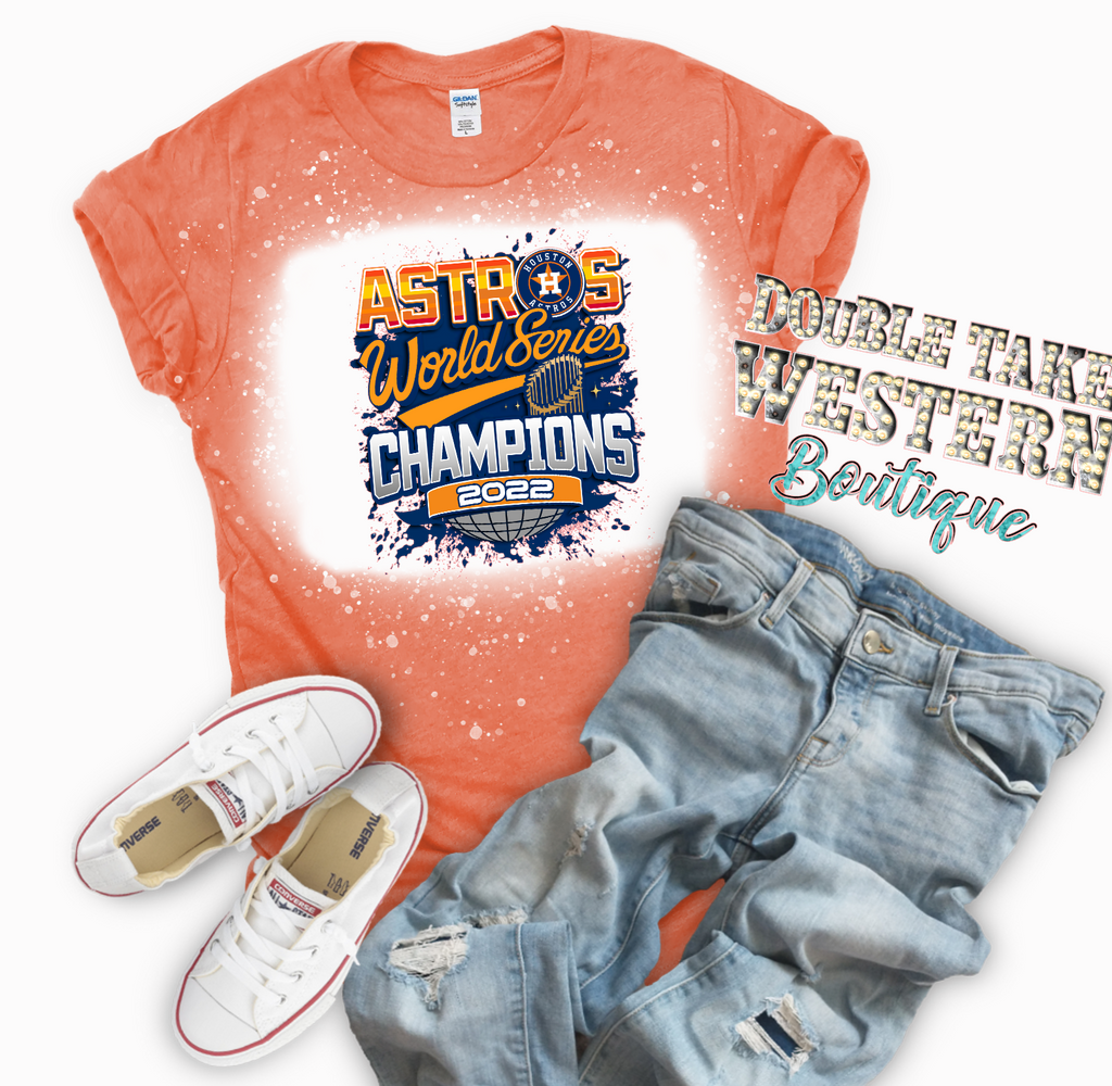Houston Astros Baseball World Series Champions 2022 Bleached Graphic T –  Double Take Western Boutique