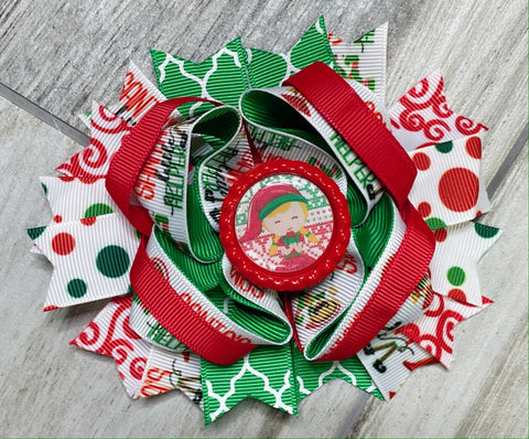 Santa's Little Helper Elf Hair Bow - Nico Bella Boutique 