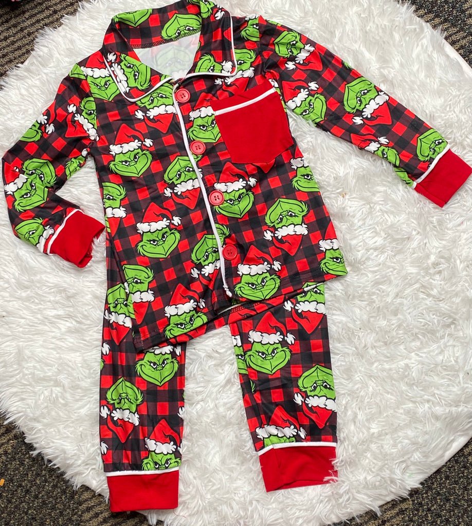Grinch Buffalo Plaid Pajama Set – Double Take Western Boutique
