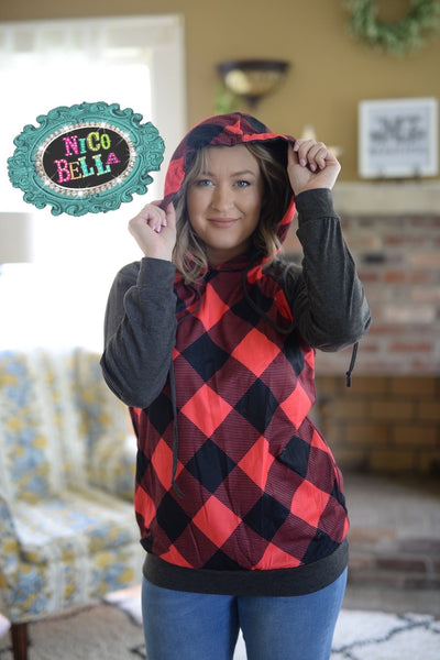 Buffalo Plaid Womens Hoodie - Nico Bella Boutique 