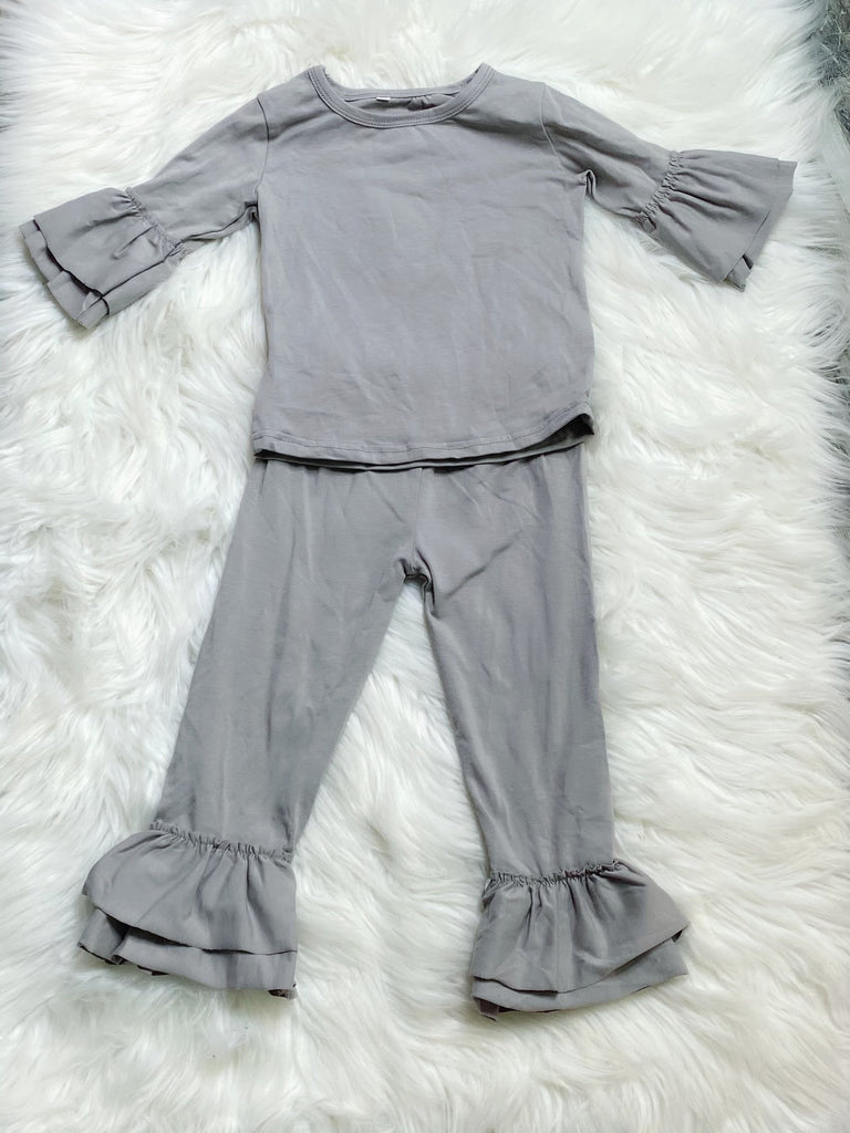 Grey Ruffle Set - Nico Bella Boutique 