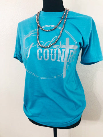 God's Country Silver Turquoise Graphic Tee - Nico Bella Boutique 