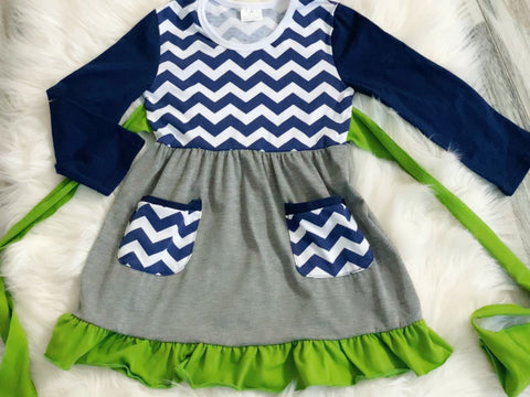 Navy Chevron Ruffle Tie-back Tunic - Nico Bella Boutique 